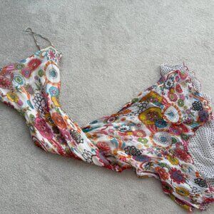 Derhy beautiful white florals and polka dots sequinned maxi fairycore dress